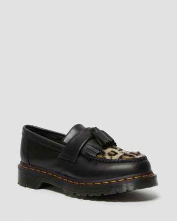 Dr Martens Adrian Leopard Faux Fur Tassel Mokasíny Damske Tmavo Siva Hnede Čierne | 3672-STRZK